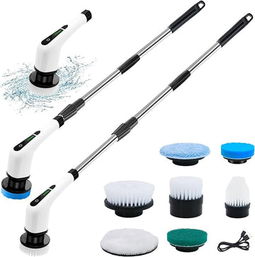 Electric Cleaning Brush with 8 Replacement Brush Heads